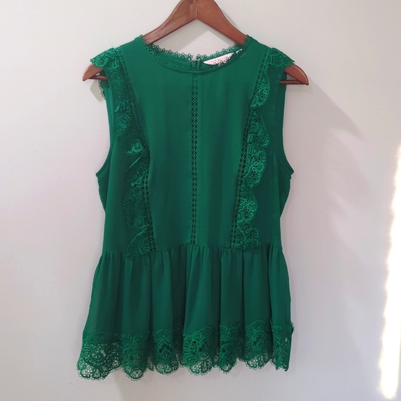 Ted Baker Green Lace Peplum Blouse Top - Picture 4 of 9